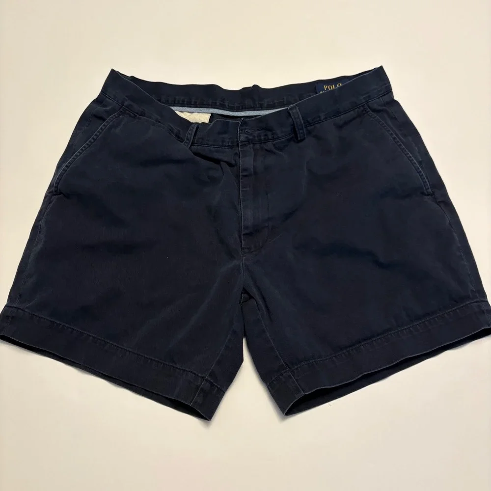 Polo Ralph Lauren Chino Shorts Mens 35 Navy Blue Classic Fit 6